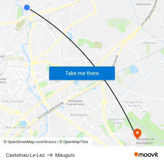 Castelnau-Le-Lez to Mauguio map