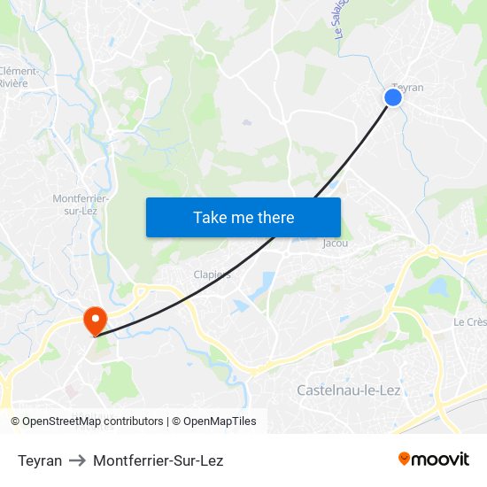 Teyran to Montferrier-Sur-Lez map