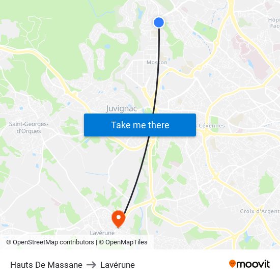 Hauts De Massane to Lavérune map