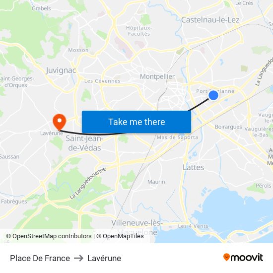 Place De France to Lavérune map