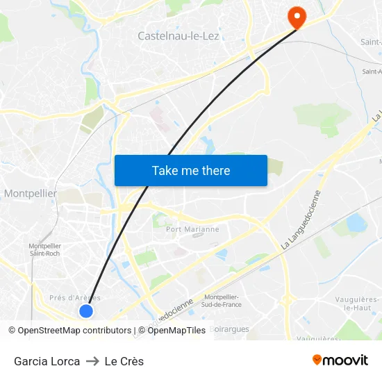 Garcia Lorca to Le Crès map