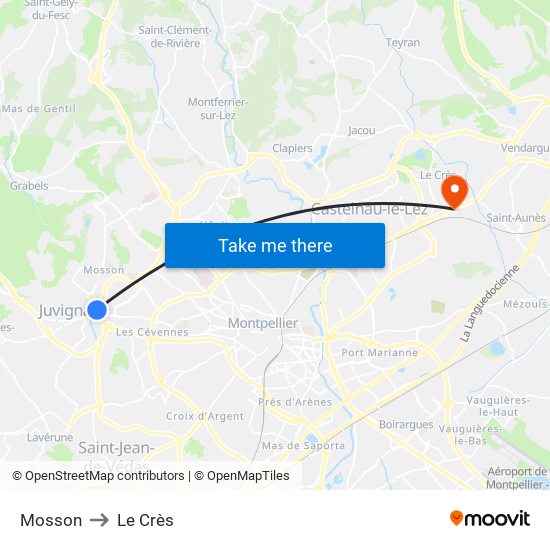 Mosson to Le Crès map