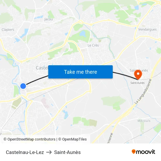 Castelnau-Le-Lez to Saint-Aunès map