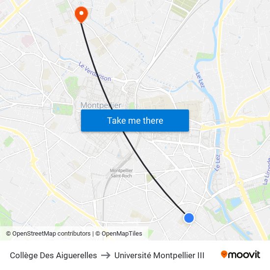 Collège Des Aiguerelles to Université Montpellier III map