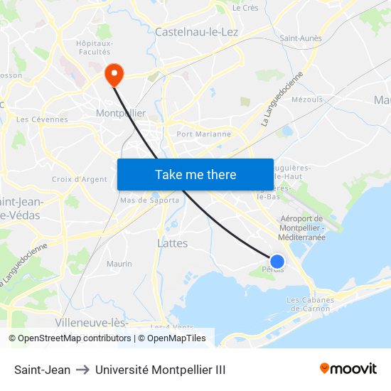 Saint-Jean to Université Montpellier III map