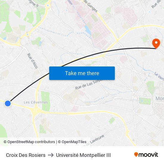 Croix Des Rosiers to Université Montpellier III map