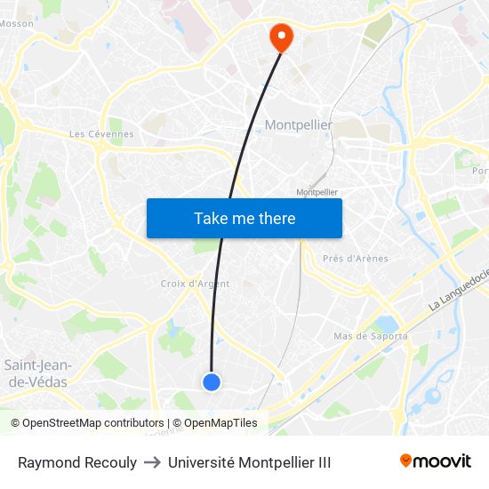 Raymond Recouly to Université Montpellier III map