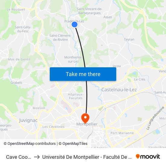 Cave Coopérative to Université De Montpellier - Faculté De Droit Et Science Politique map