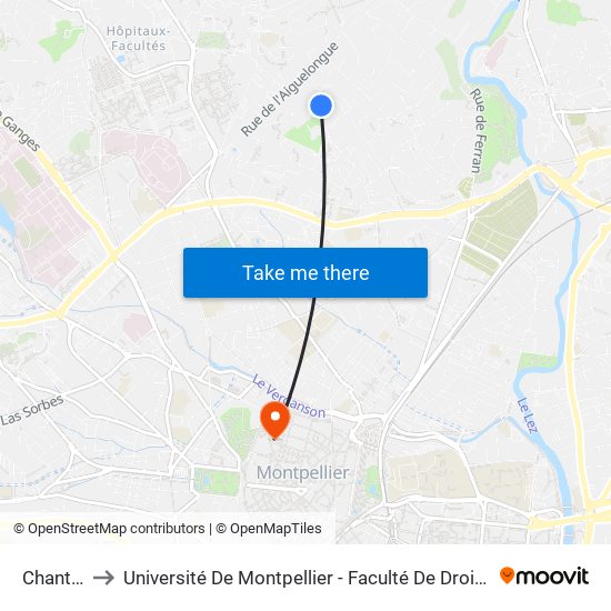 Chantecler to Université De Montpellier - Faculté De Droit Et Science Politique map