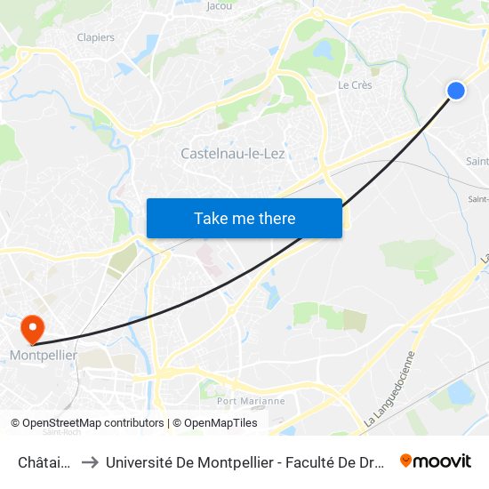 Châtaigniers to Université De Montpellier - Faculté De Droit Et Science Politique map