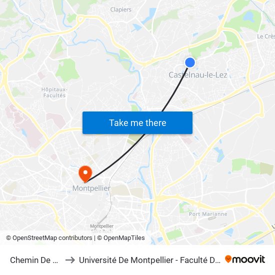 Chemin De La Monnaie to Université De Montpellier - Faculté De Droit Et Science Politique map