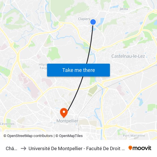 Château to Université De Montpellier - Faculté De Droit Et Science Politique map