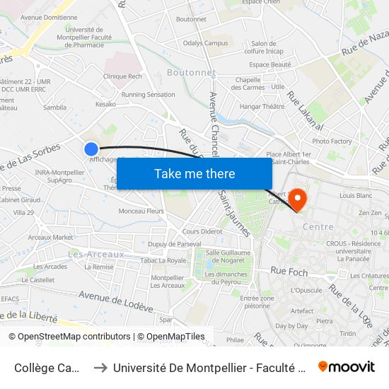 Collège Camille Claudel to Université De Montpellier - Faculté De Droit Et Science Politique map