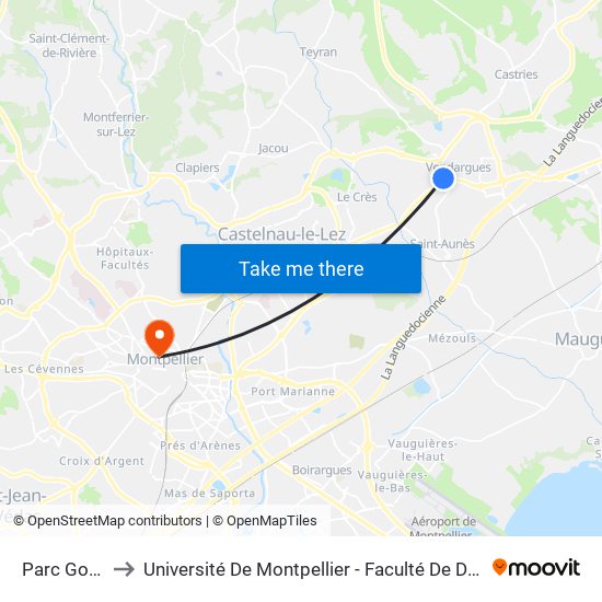 Parc Gouneaud to Université De Montpellier - Faculté De Droit Et Science Politique map