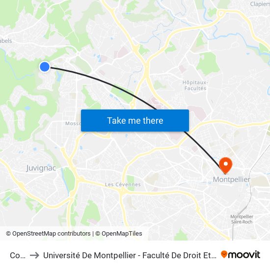 Corse to Université De Montpellier - Faculté De Droit Et Science Politique map