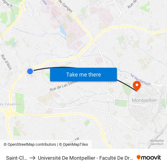 Saint-Clément to Université De Montpellier - Faculté De Droit Et Science Politique map