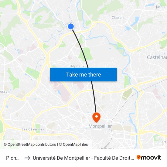 Picheyrou to Université De Montpellier - Faculté De Droit Et Science Politique map