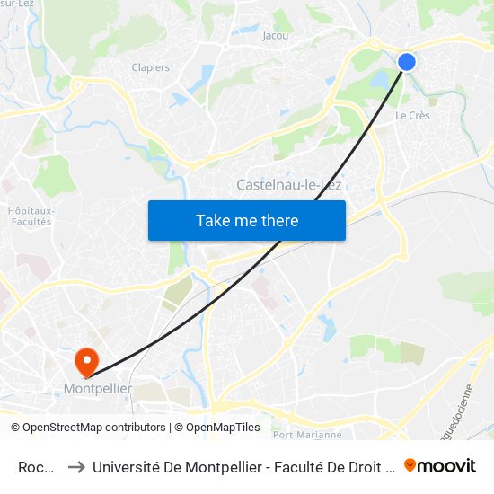 Rocailles to Université De Montpellier - Faculté De Droit Et Science Politique map