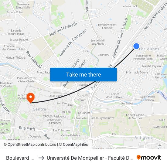 Boulevard Des Sports to Université De Montpellier - Faculté De Droit Et Science Politique map