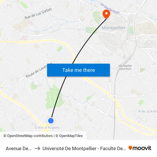 Avenue De Toulouse to Université De Montpellier - Faculté De Droit Et Science Politique map