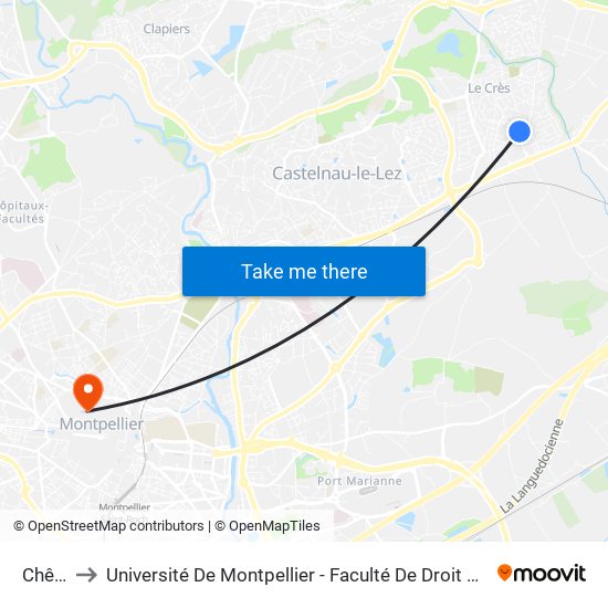 Chênes to Université De Montpellier - Faculté De Droit Et Science Politique map