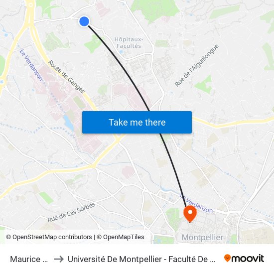 Maurice Chauvet to Université De Montpellier - Faculté De Droit Et Science Politique map