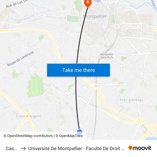 Castelle to Université De Montpellier - Faculté De Droit Et Science Politique map