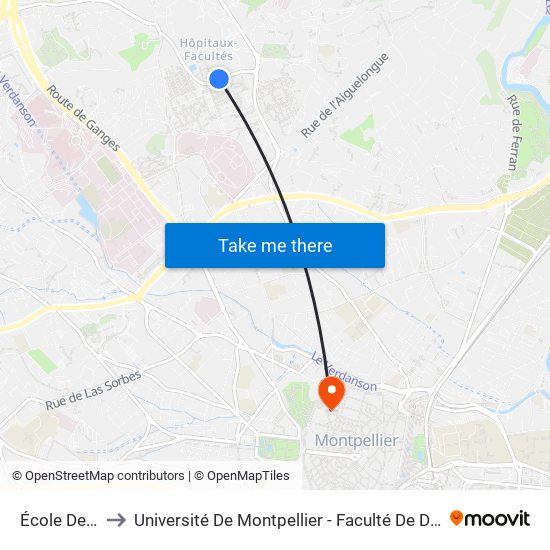 École De Chimie to Université De Montpellier - Faculté De Droit Et Science Politique map