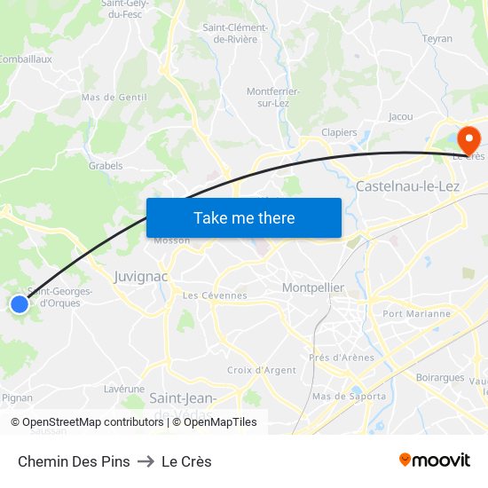 Chemin Des Pins to Le Crès map