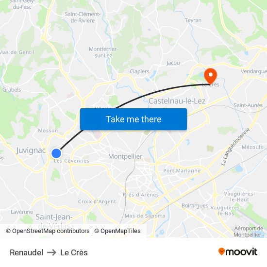 Renaudel to Le Crès map