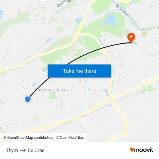 Thym to Le Crès map