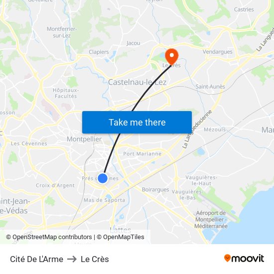 Cité De L'Arme to Le Crès map