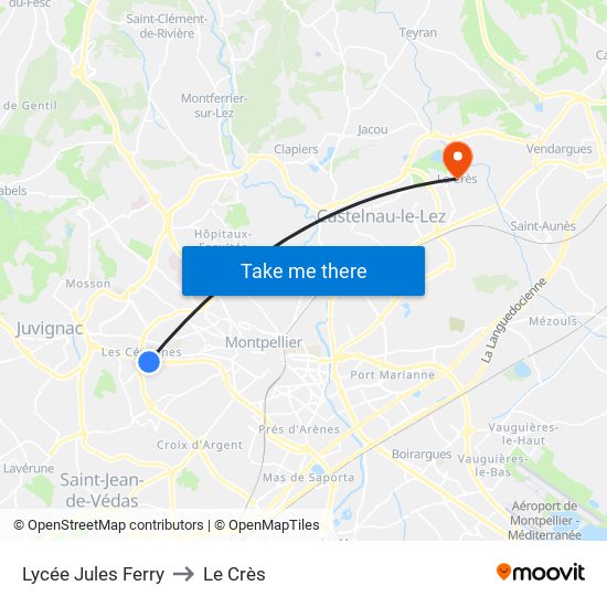 Lycée Jules Ferry to Le Crès map