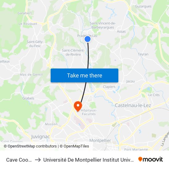 Cave Coopérative to Université De Montpellier Institut Universitaire De Technologie map