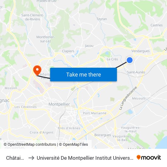 Châtaigniers to Université De Montpellier Institut Universitaire De Technologie map