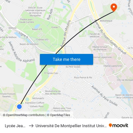 Lycée Jean Monnet to Université De Montpellier Institut Universitaire De Technologie map