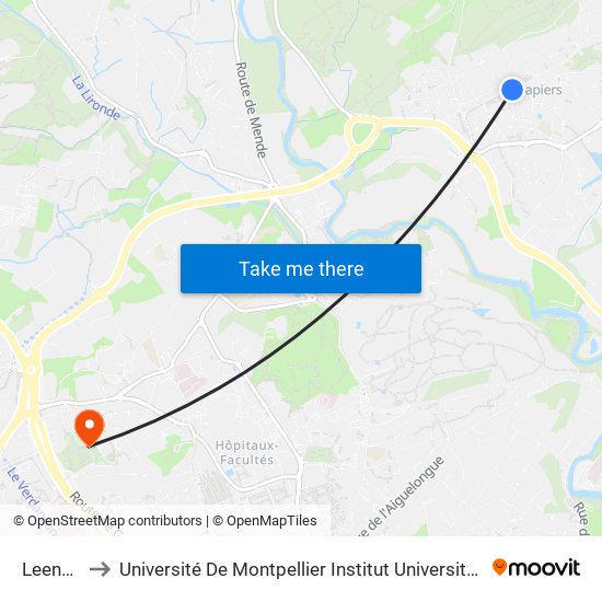 Leenhardt to Université De Montpellier Institut Universitaire De Technologie map