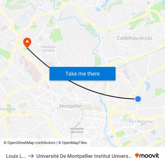 Louis Lépine to Université De Montpellier Institut Universitaire De Technologie map