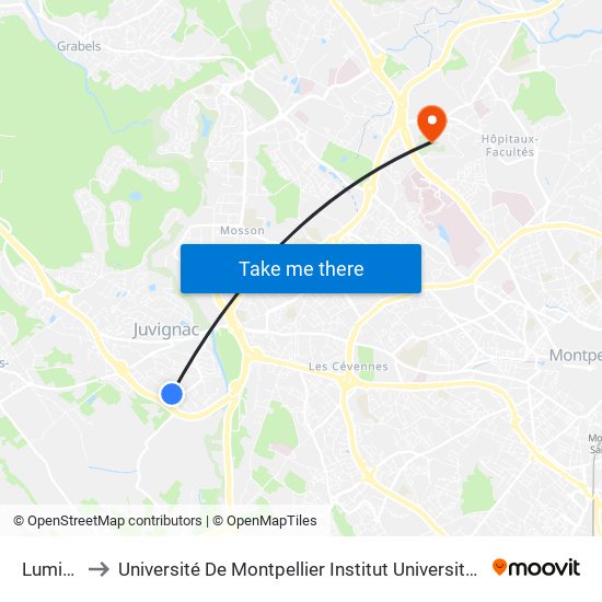 Luminaire to Université De Montpellier Institut Universitaire De Technologie map