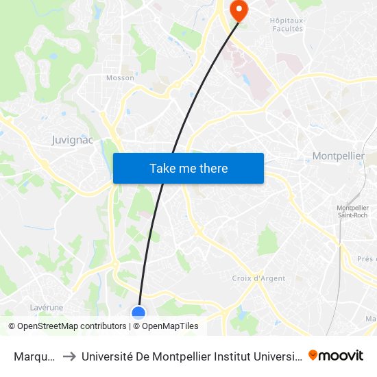 Marquerose to Université De Montpellier Institut Universitaire De Technologie map