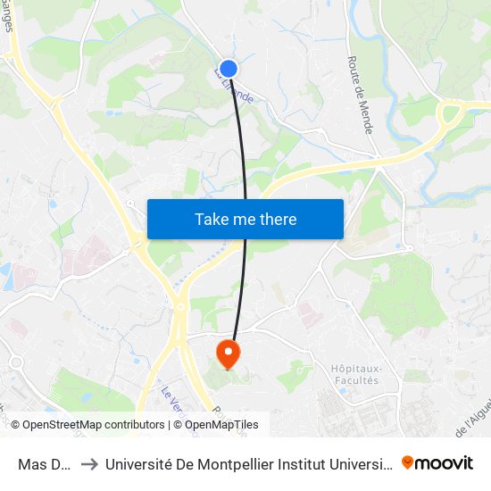 Mas De Gué to Université De Montpellier Institut Universitaire De Technologie map
