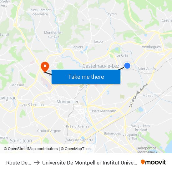 Route De Nîmes to Université De Montpellier Institut Universitaire De Technologie map