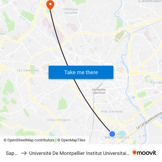 Saporta to Université De Montpellier Institut Universitaire De Technologie map