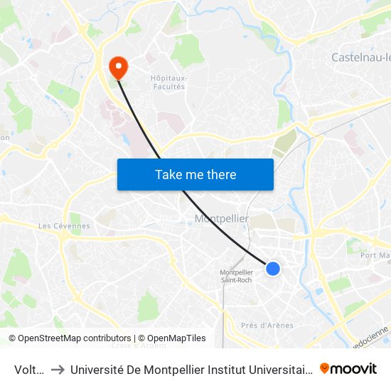 Voltaire to Université De Montpellier Institut Universitaire De Technologie map