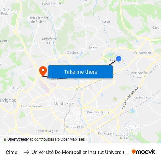 Cimetière to Université De Montpellier Institut Universitaire De Technologie map