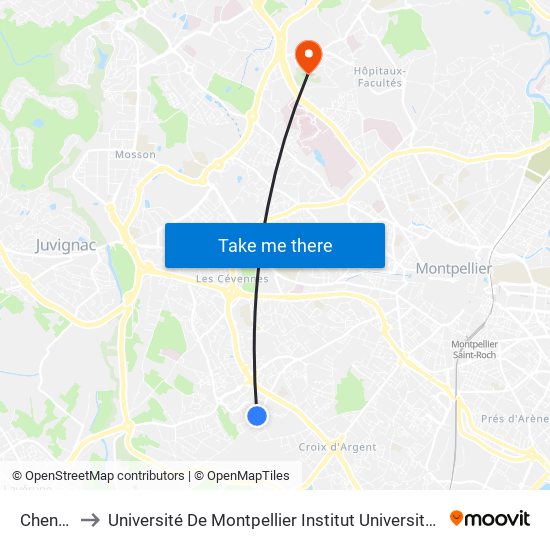 Cheng-Du to Université De Montpellier Institut Universitaire De Technologie map