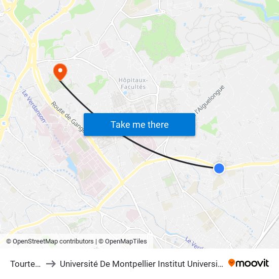 Tourterelles to Université De Montpellier Institut Universitaire De Technologie map