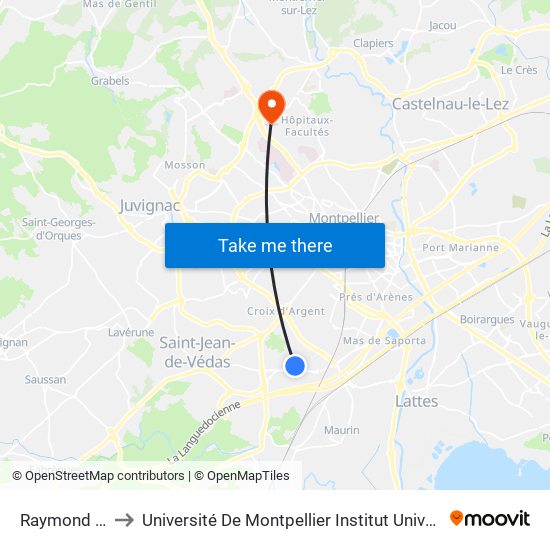 Raymond Recouly to Université De Montpellier Institut Universitaire De Technologie map