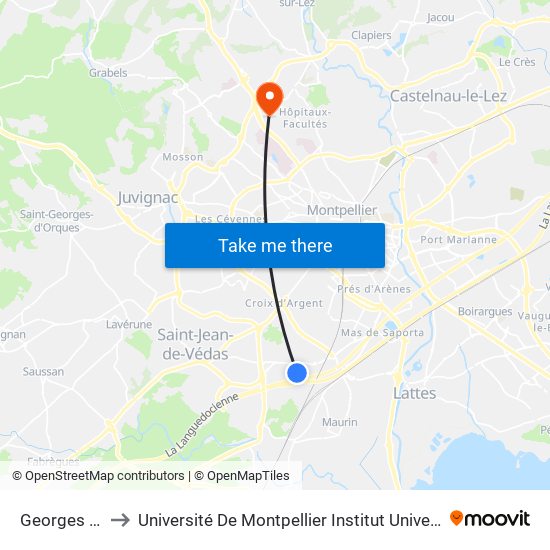 Georges Onslow to Université De Montpellier Institut Universitaire De Technologie map