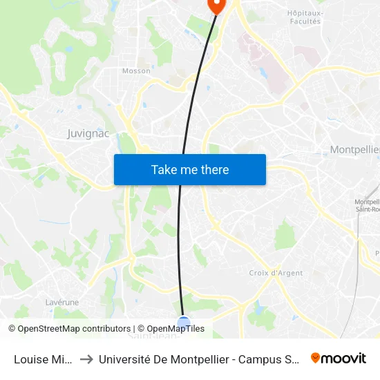 Louise Michel to Université De Montpellier - Campus Saint-Priest map